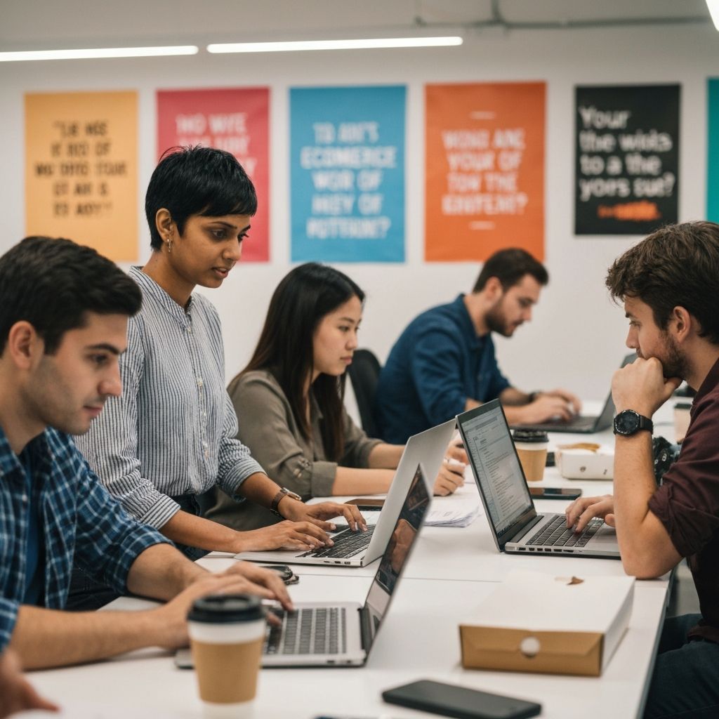 Students building a go-to-market plan on laptops during an applied studio